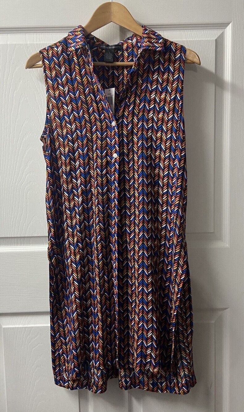 NWT Grace Elements Beach Coverup Copacabana Womens S Side Slits Button Up Collar